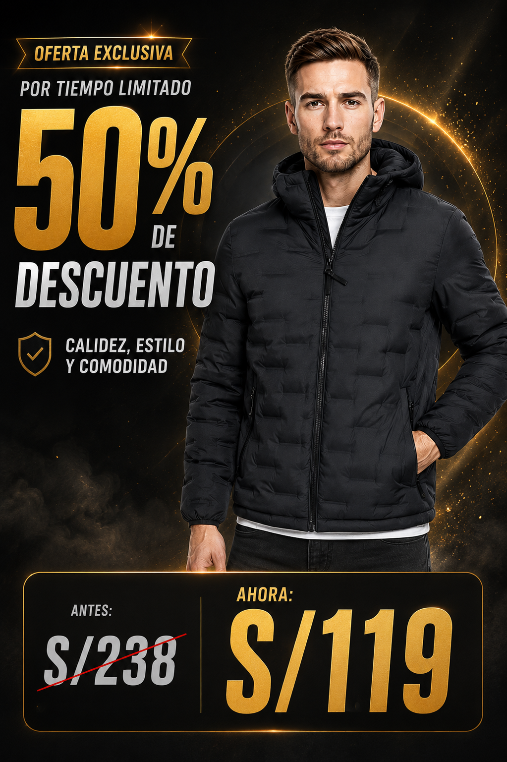 Casaca Impermeable Regular Fit Hombre