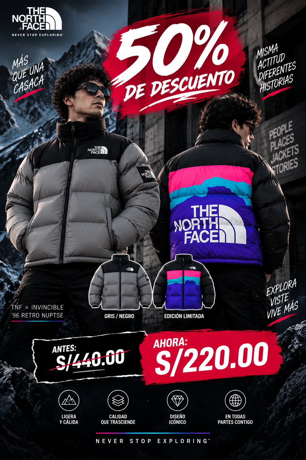 The North Face x INVINCIBLE ’96 Retro Nuptse Multi | Edición Limitada