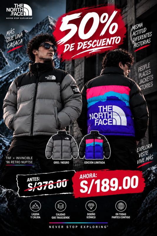 The North Face x INVINCIBLE ’96 Retro Nuptse Multi | Edición Limitada